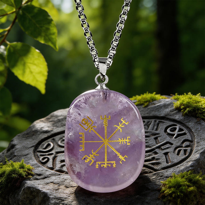 WorldNorse Vegvisir Runenkompass-Kristallkette - Amethyst - image 5