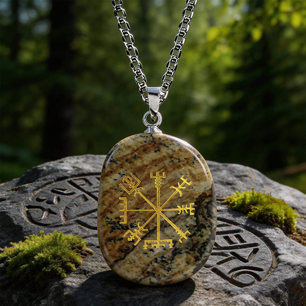 WorldNorse Vegvisir Runenkompass-Kristallkette - Bildjaspis - image 14