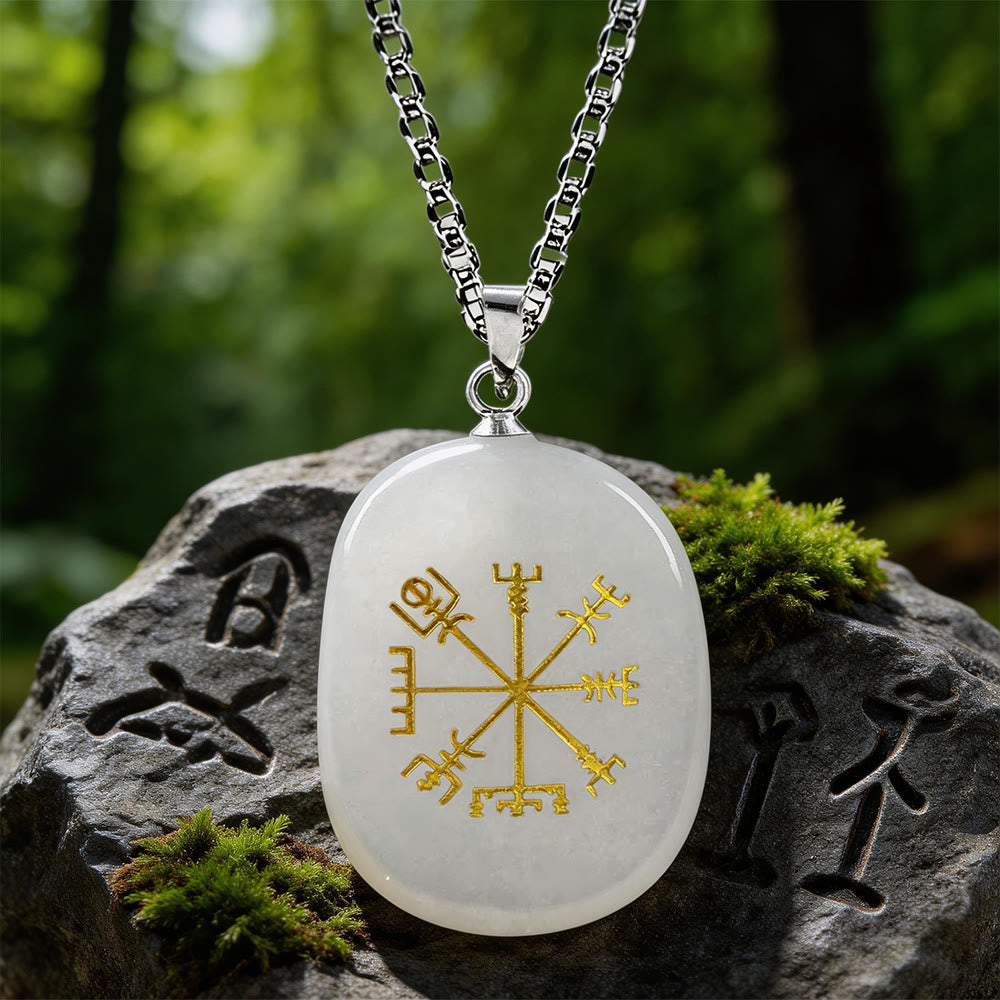 WorldNorse Vegvisir Runenkompass-Kristallkette - Klarer Quarz - image 8