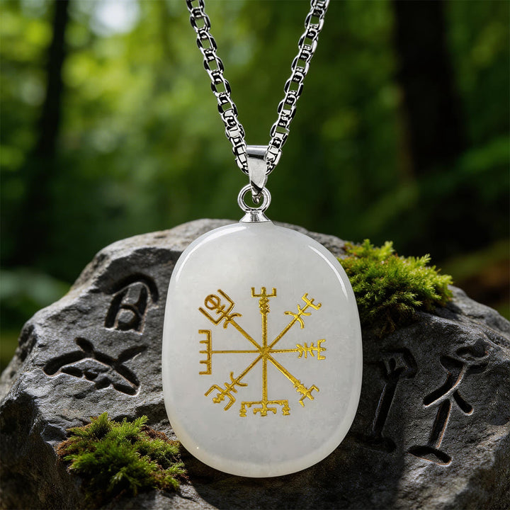 WorldNorse Vegvisir Runenkompass-Kristallkette - Klarer Quarz - image 8