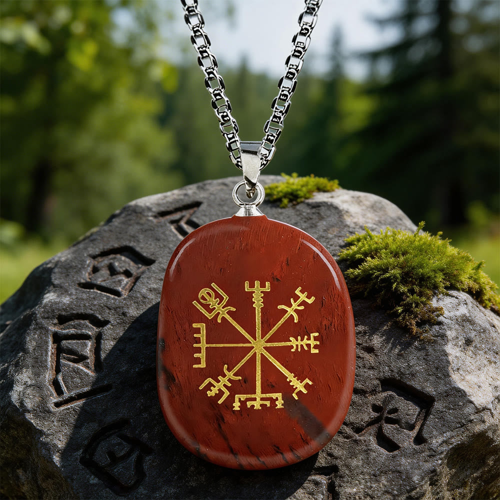 WorldNorse Vegvisir Runenkompass-Kristallkette - Roter Jaspis - image 6
