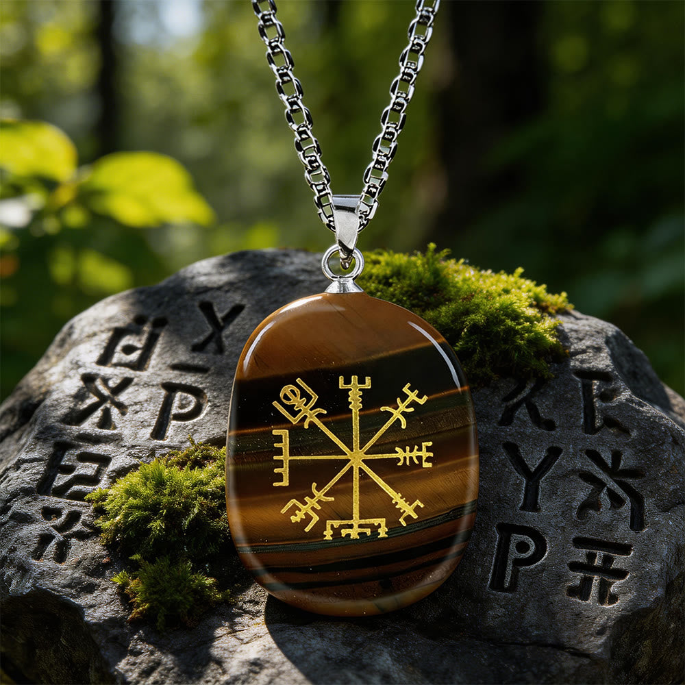 WorldNorse Vegvisir Runenkompass-Kristallkette - Tigerauge - image 10