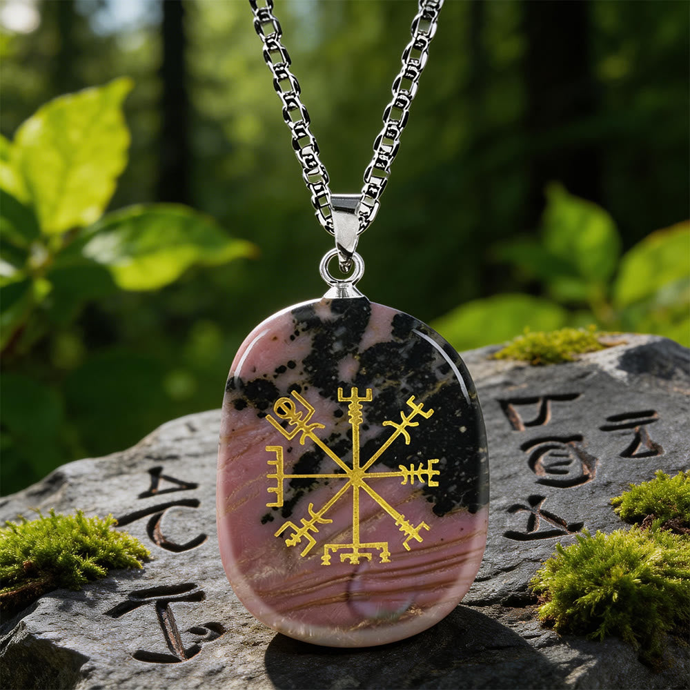 WorldNorse Vegvisir Runenkompass-Kristallkette - Rhodochrosit - image 13