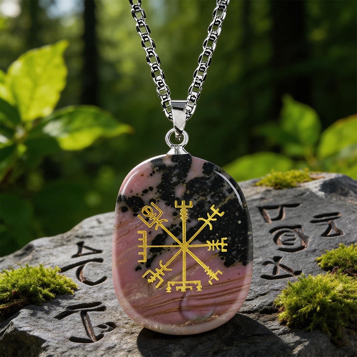 WorldNorse Vegvisir Runenkompass-Kristallkette - Rhodochrosit - image 13