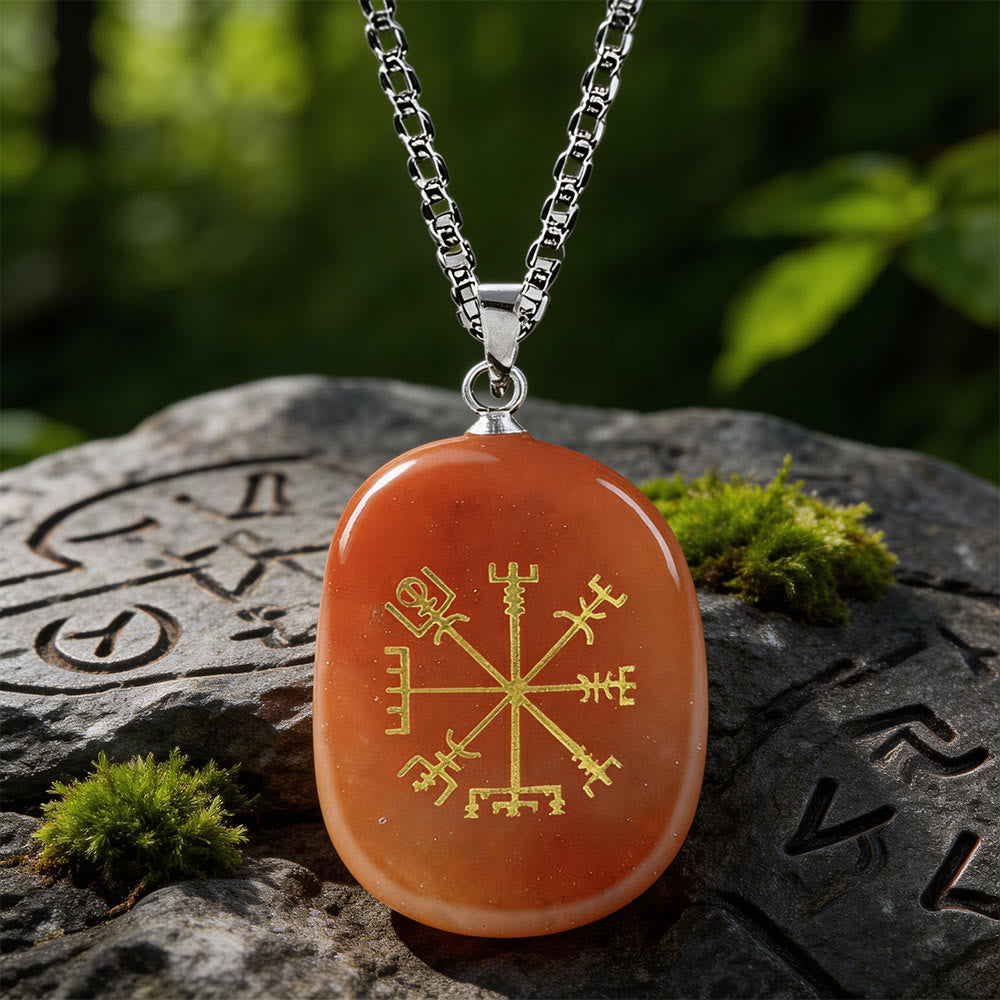 WorldNorse Vegvisir Runenkompass-Kristallkette - Roter Aventurin - image 9
