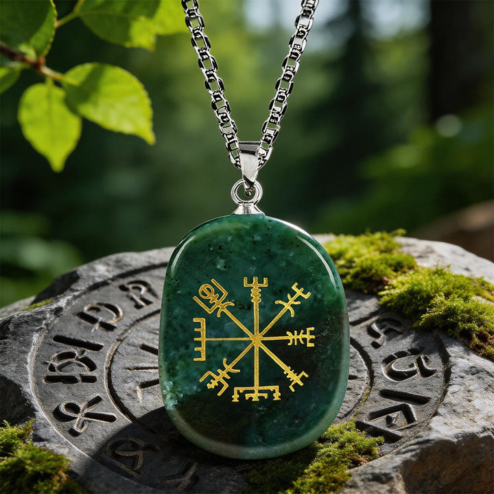 WorldNorse Vegvisir Runenkompass-Kristallkette - Indischer Achat - image 16