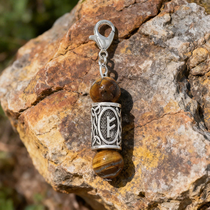 WorldNorse Wikinger Runen-Talisman-Schlüsselanhänger aus Kristallperlen - Tigerauge - image 16