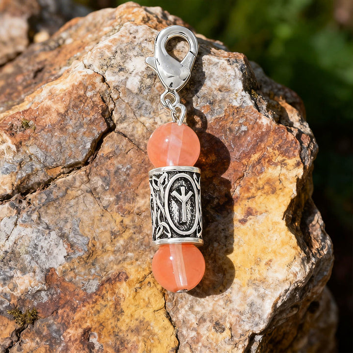 WorldNorse Wikinger Runen-Talisman-Schlüsselanhänger aus Kristallperlen - Wassermelonenrot Kristall - image 3