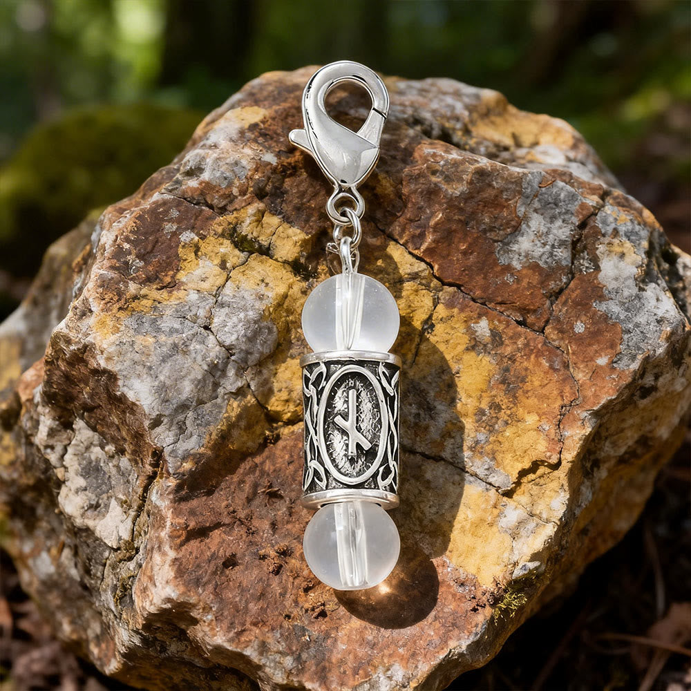 WorldNorse Wikinger Runen-Talisman-Schlüsselanhänger aus Kristallperlen - Klarer Quarz - image 19