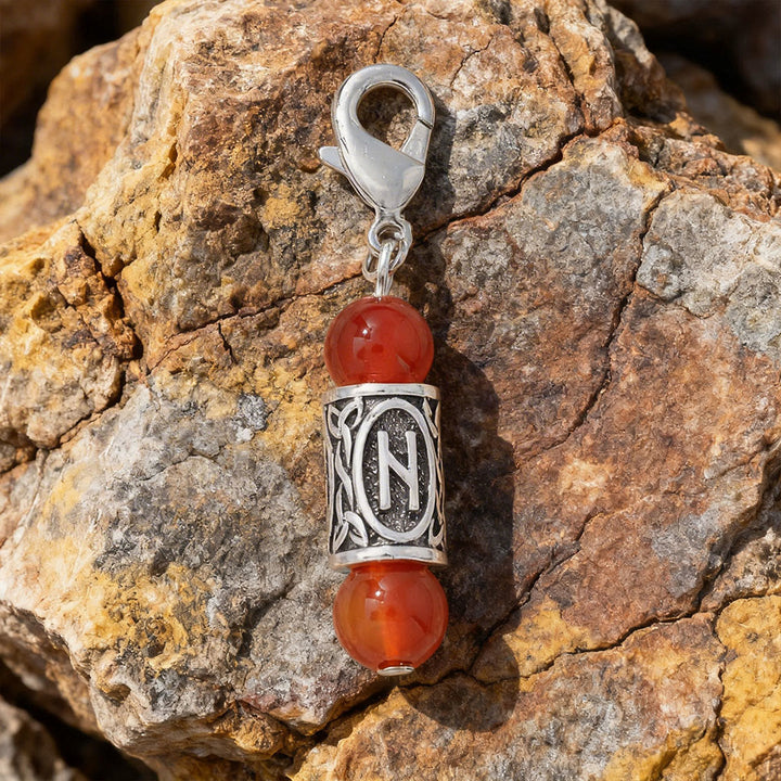WorldNorse Wikinger Runen-Talisman-Schlüsselanhänger aus Kristallperlen - Roter Achat - image 13