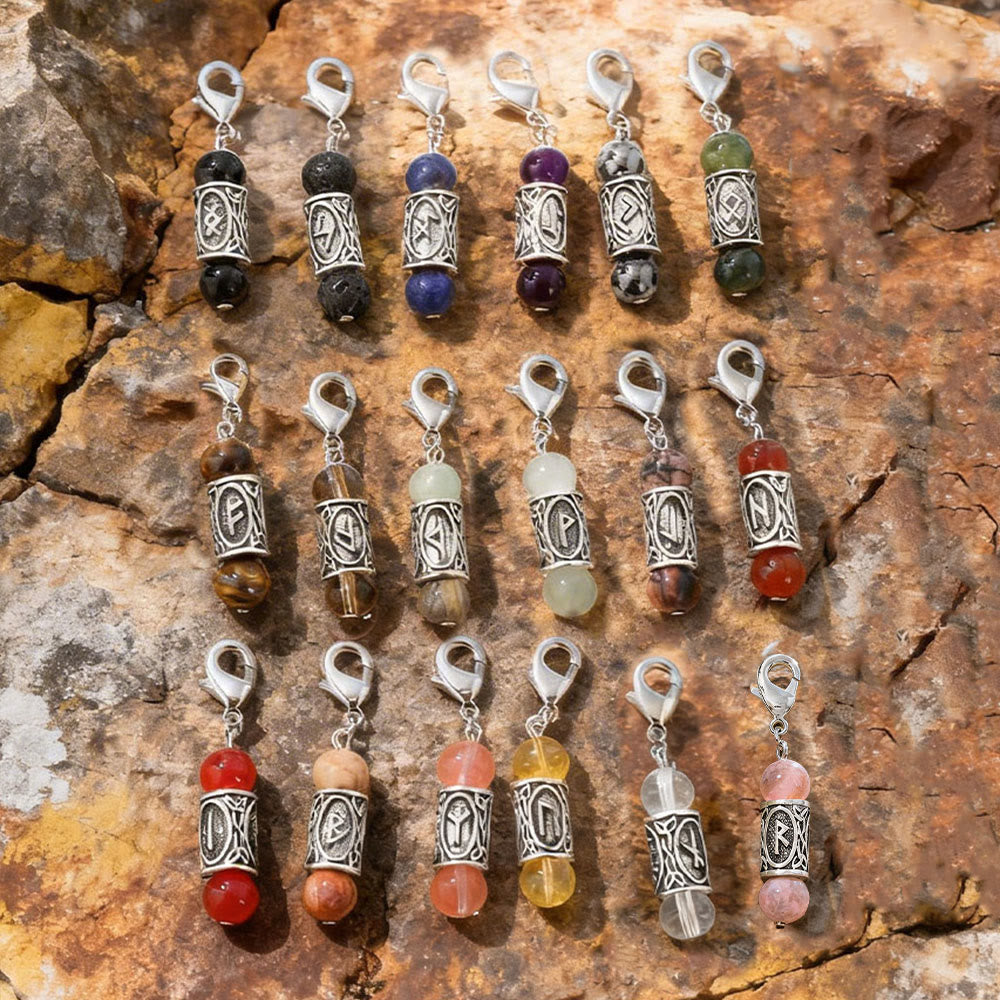 WorldNorse Wikinger Runen-Talisman-Schlüsselanhänger aus Kristallperlen - image 0