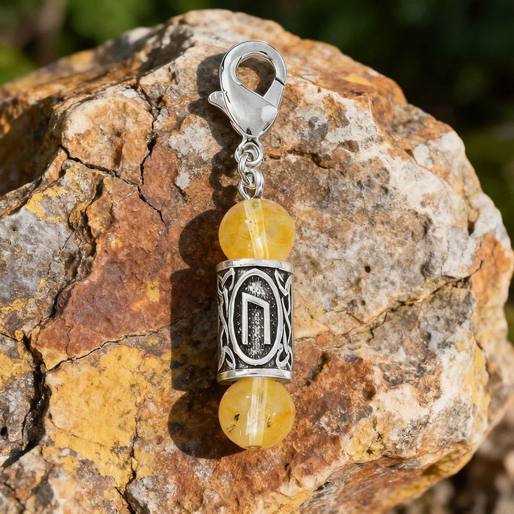 WorldNorse Wikinger Runen-Talisman-Schlüsselanhänger aus Kristallperlen - Citrin - image 11