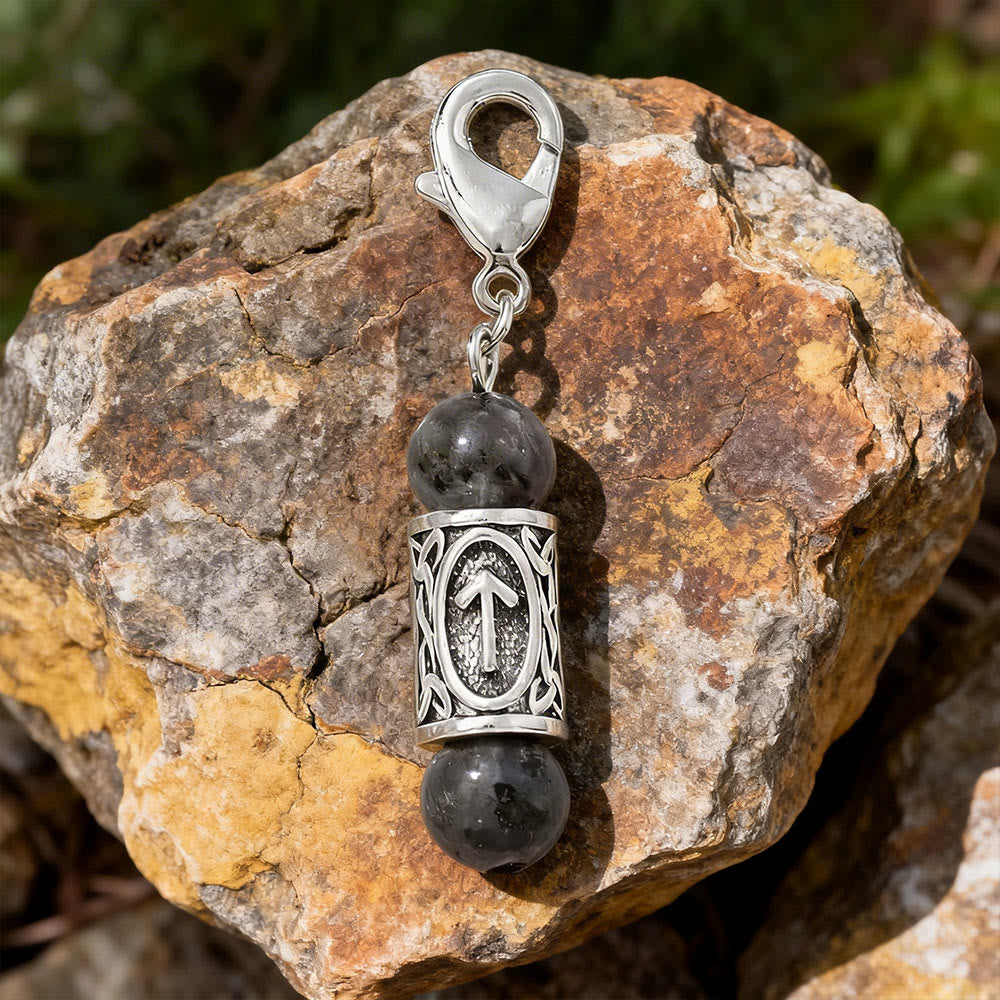 WorldNorse Wikinger Runen-Talisman-Schlüsselanhänger aus Kristallperlen - Labradorit - image 6