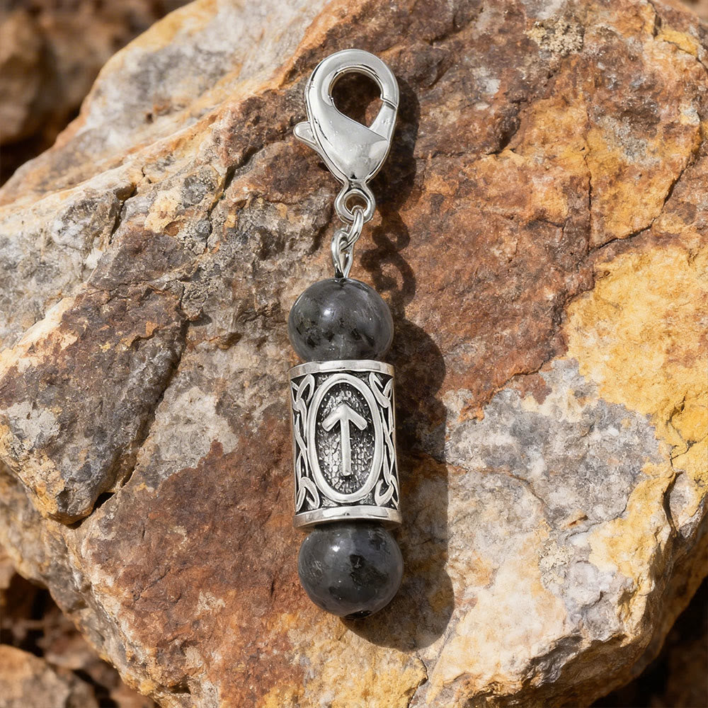 WorldNorse Wikinger Runen-Talisman-Schlüsselanhänger aus Kristallperlen - Hematit - image 9