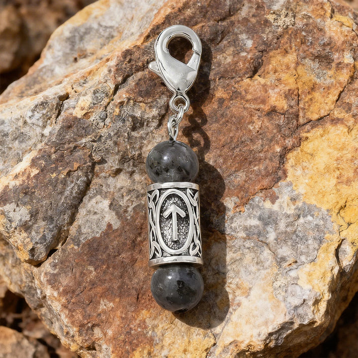 WorldNorse Wikinger Runen-Talisman-Schlüsselanhänger aus Kristallperlen - Hematit - image 9