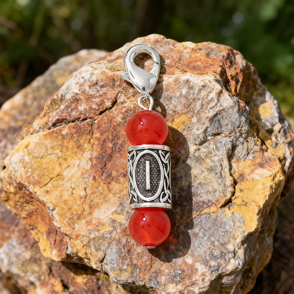WorldNorse Wikinger Runen-Talisman-Schlüsselanhänger aus Kristallperlen - Roter Jaspis - image 4