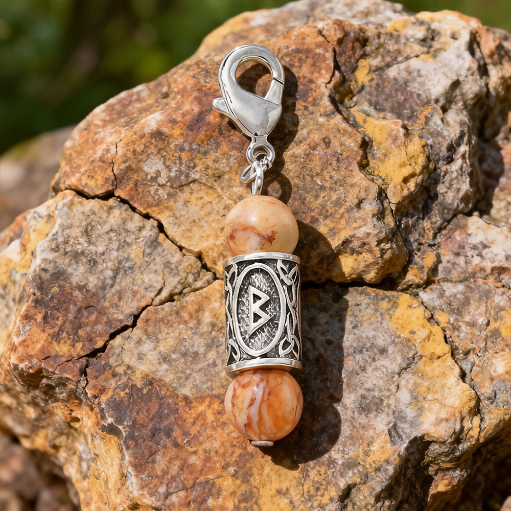 WorldNorse Wikinger Runen-Talisman-Schlüsselanhänger aus Kristallperlen - Red Network Stone - image 10