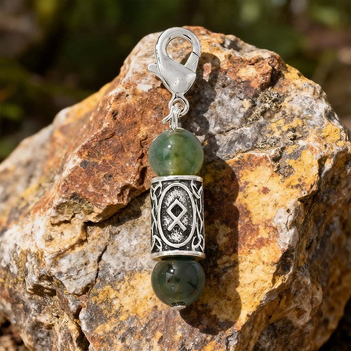 WorldNorse Wikinger Runen-Talisman-Schlüsselanhänger aus Kristallperlen - Moosachat - image 12
