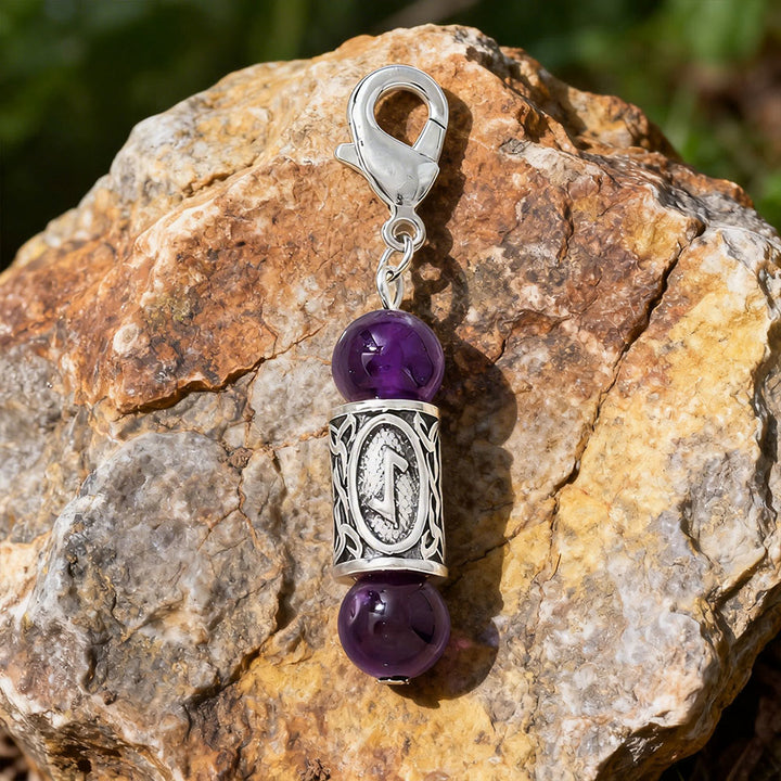 WorldNorse Wikinger Runen-Talisman-Schlüsselanhänger aus Kristallperlen - Amethyst - image 17