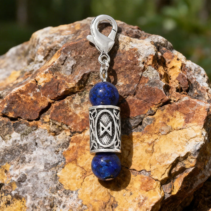 WorldNorse Wikinger Runen-Talisman-Schlüsselanhänger aus Kristallperlen - Lapislazuli - image 5