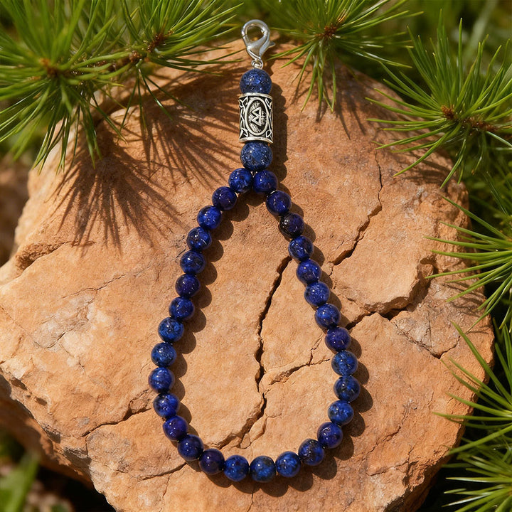 WorldNorse Rune Gravur-Perlenanhänger-Kristall-Schlüsselanhänger - Lapislazuli - image 4