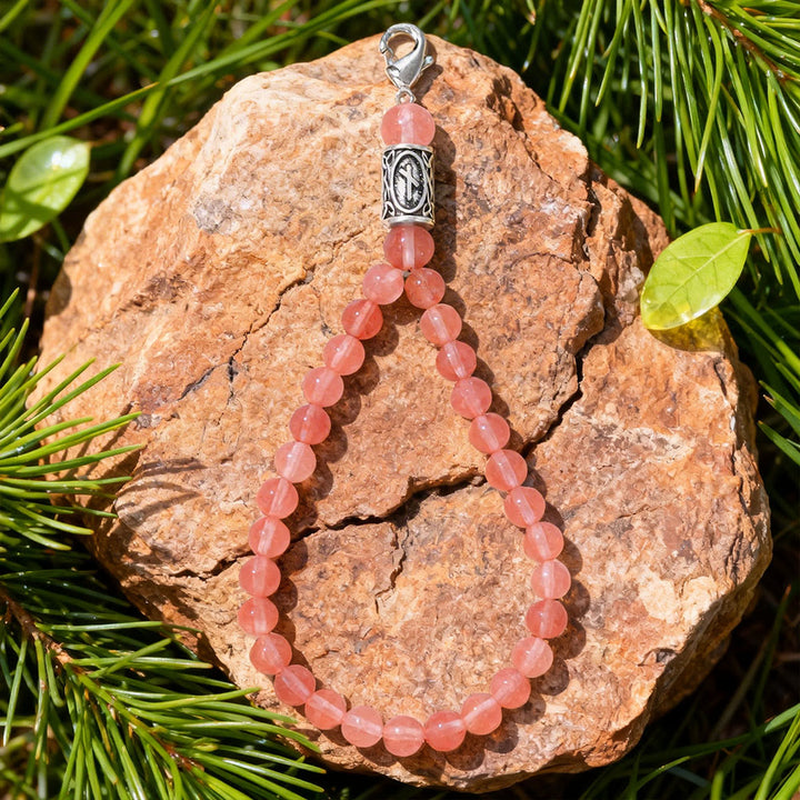 WorldNorse Rune Gravur-Perlenanhänger-Kristall-Schlüsselanhänger - Wassermelonenrot Kristall - image 7