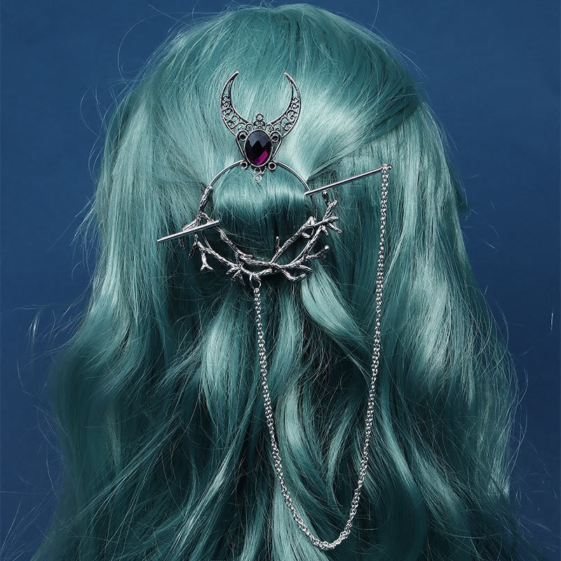 WorldNorse Crescent Thorn Branch Gem Hairpin - Lila - image 2