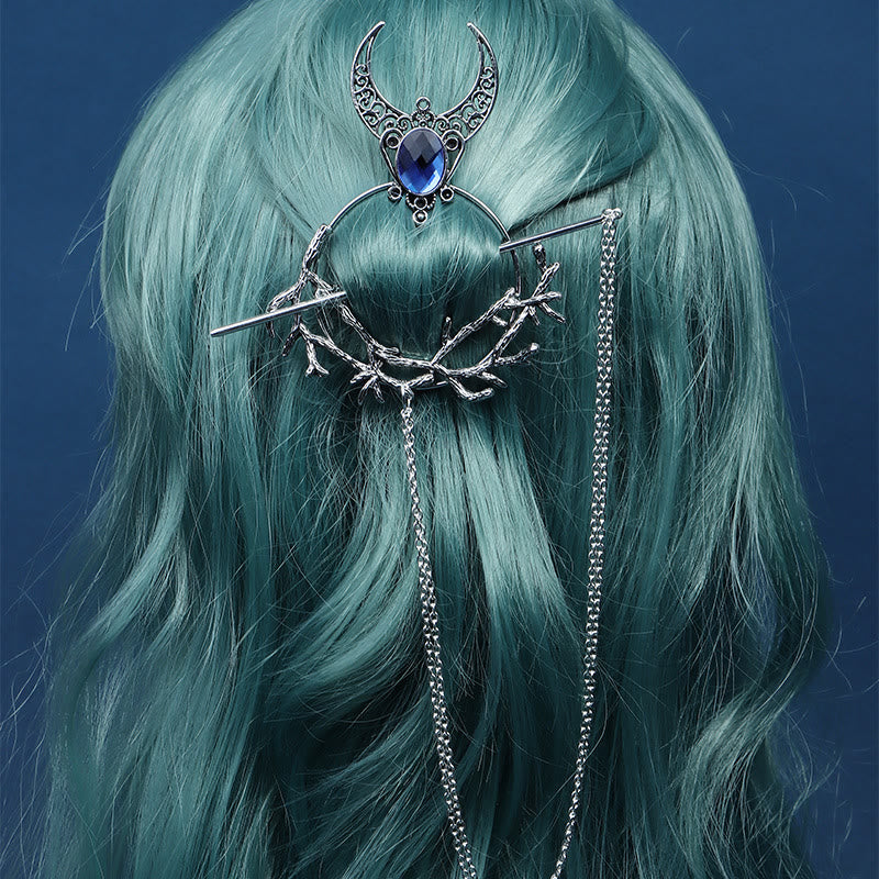 WorldNorse Crescent Thorn Branch Gem Hairpin - Himmelblau - image 0