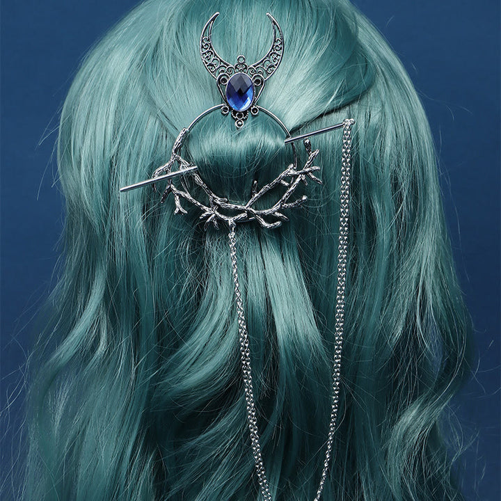 WorldNorse Crescent Thorn Branch Gem Hairpin - Himmelblau - image 0