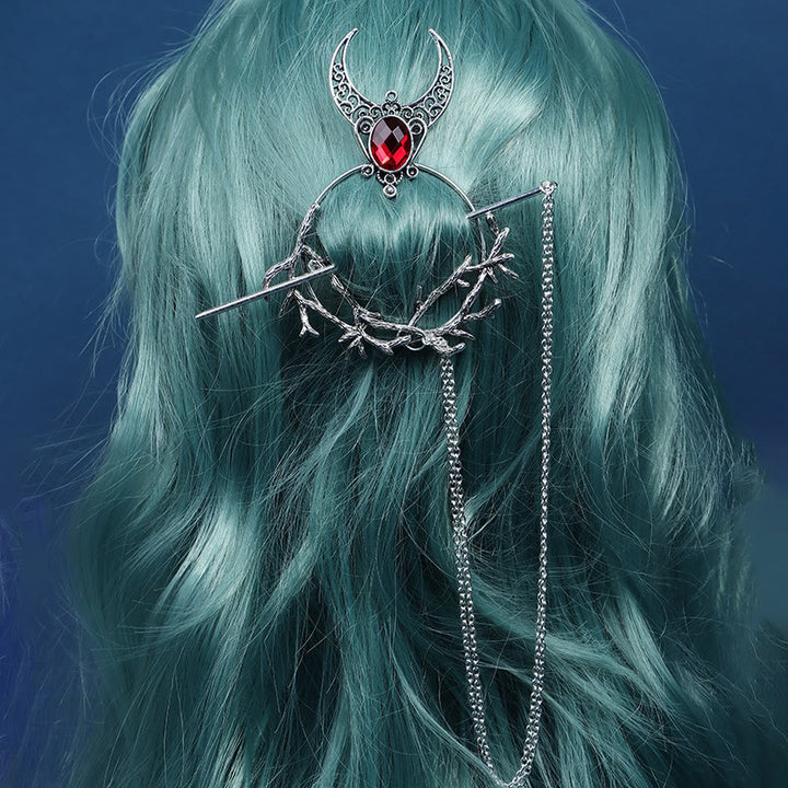 WorldNorse Crescent Thorn Branch Gem Hairpin - Rot - image 5