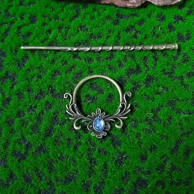 WorldNorse Geschmiedete Filigran-Mondstein-Haarnadel - Bronze - image 3