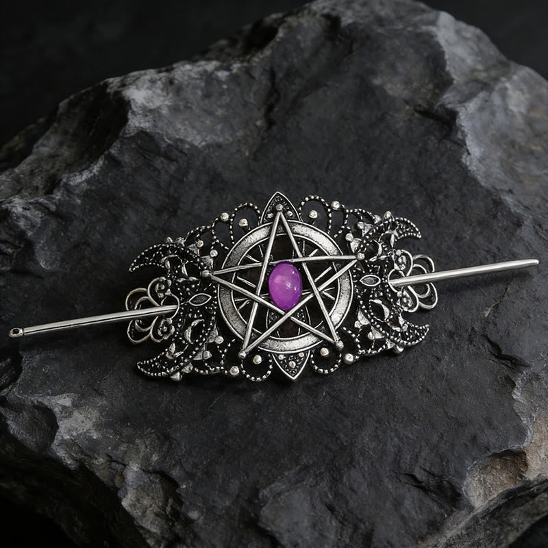 WorldNorse Pentagramm Mond Filigran Haarnadel - Lila - image 5