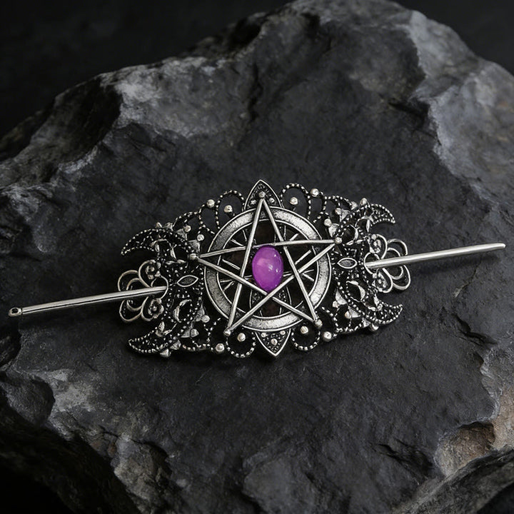 WorldNorse Pentagramm Mond Filigran Haarnadel - Lila - image 5