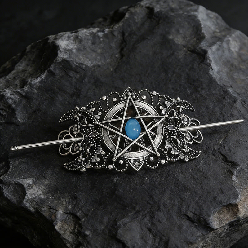 WorldNorse Pentagramm Mond Filigran Haarnadel - Blau - image 3