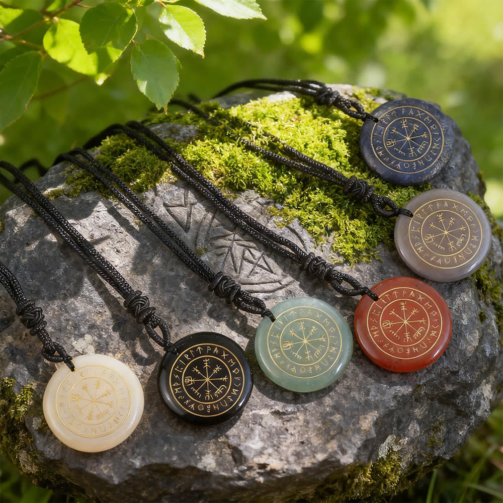 WorldNorse Vegvisir Rune -Leitkristall-Halskette - image 0