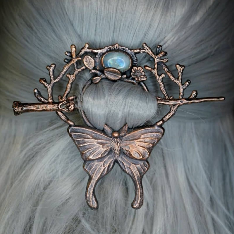 WorldNorse Wrought Twig Butterfly Jewel Hairpin - Rotbronze - image 0