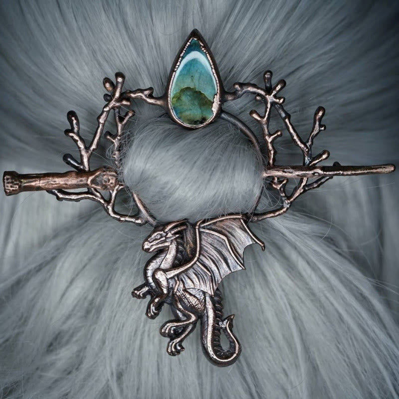WorldNorse Viking Nordischer Drache Branch Jewel Hairpin - Rotbronze - image 0