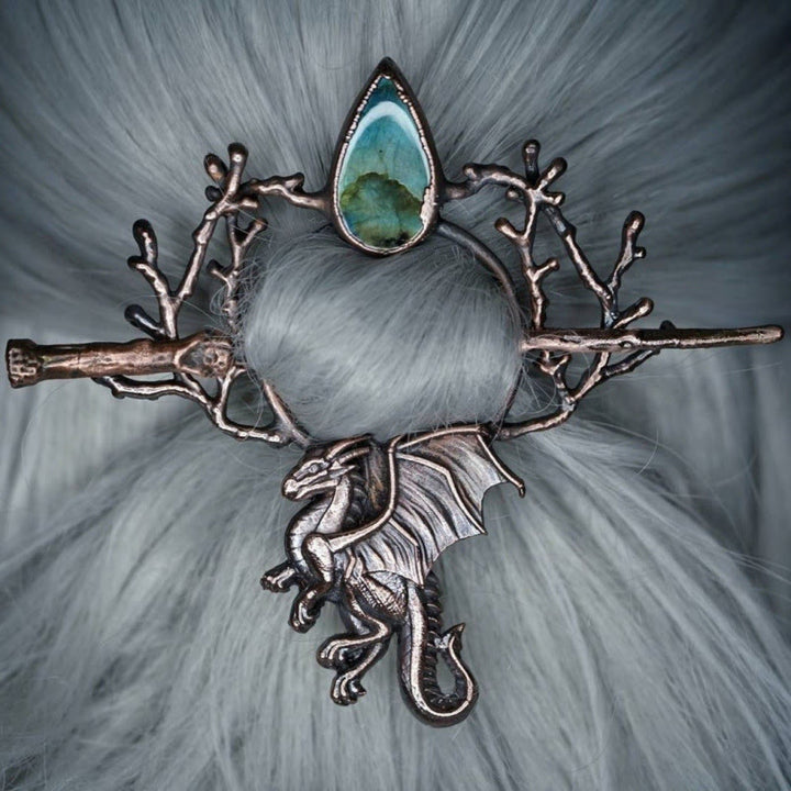 WorldNorse Viking Nordischer Drache Branch Jewel Hairpin - Rotbronze - image 0