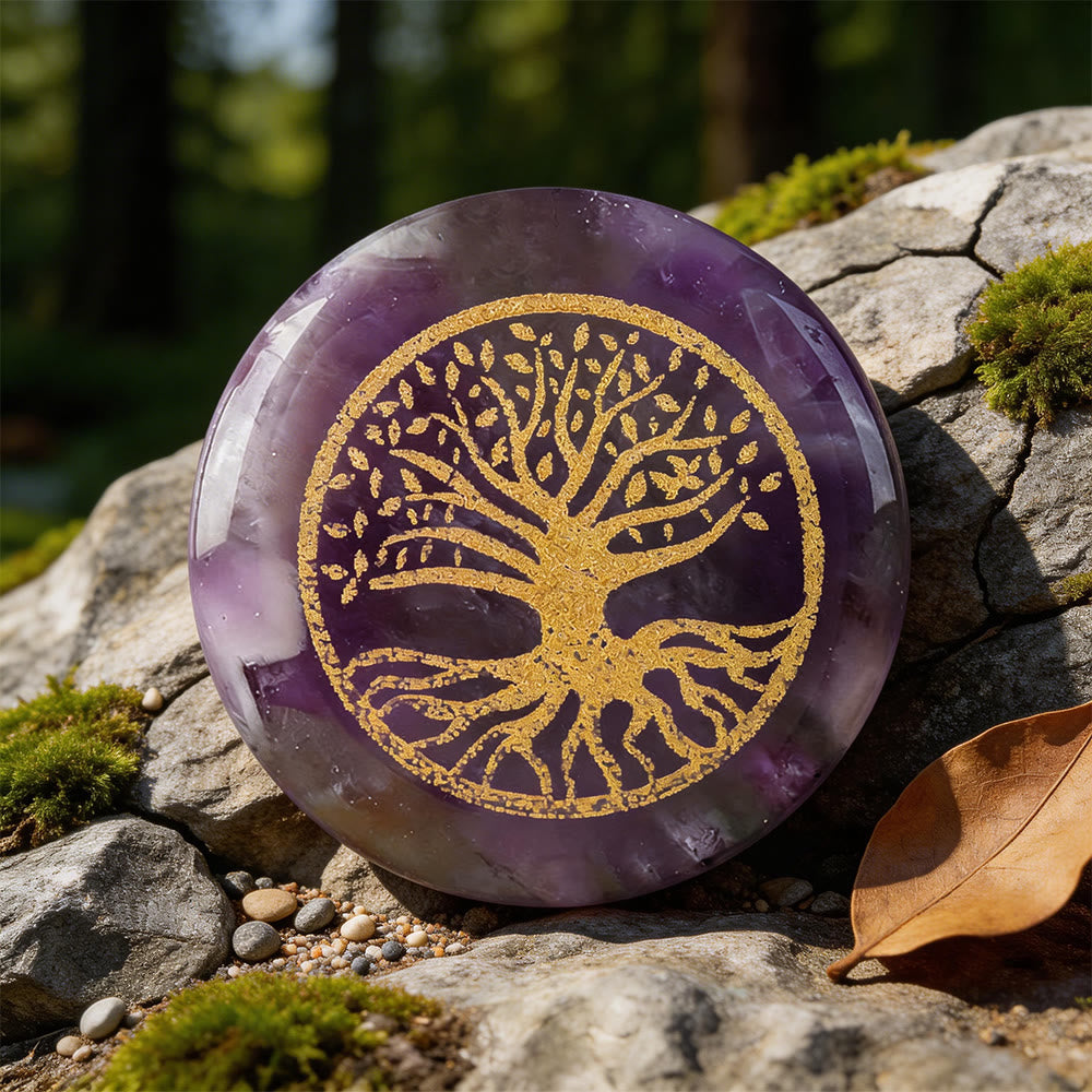 Weltnordischer Baum des Lebens -Schutz gravierte Kristalldekoration - Amethyst - image 1