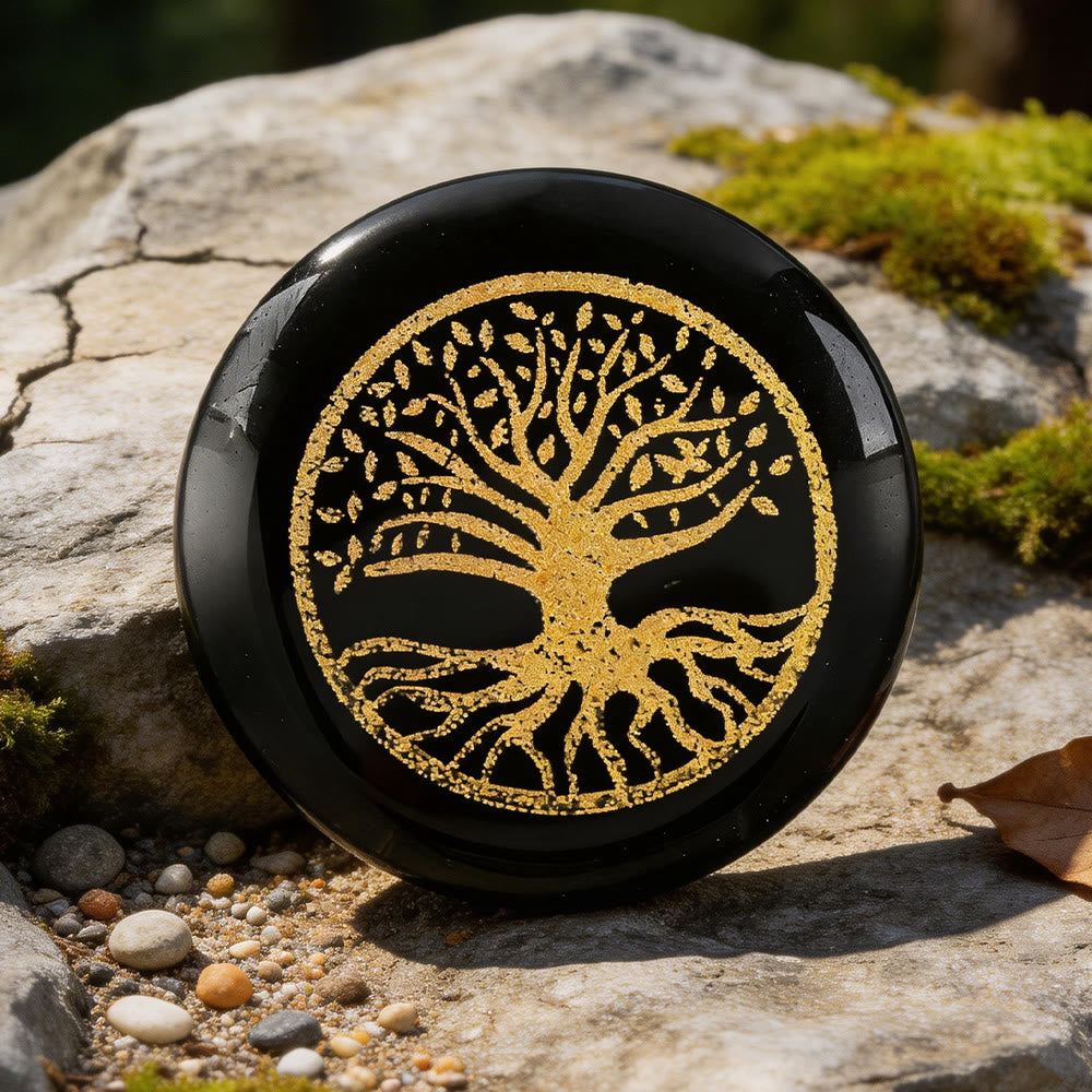 Weltnordischer Baum des Lebens -Schutz gravierte Kristalldekoration - Schwarzer Obsidian - image 5
