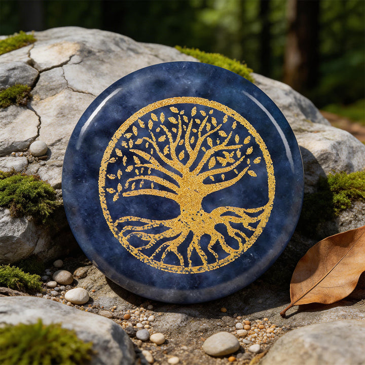 Weltnordischer Baum des Lebens -Schutz gravierte Kristalldekoration - Blauer Sodalith - image 16