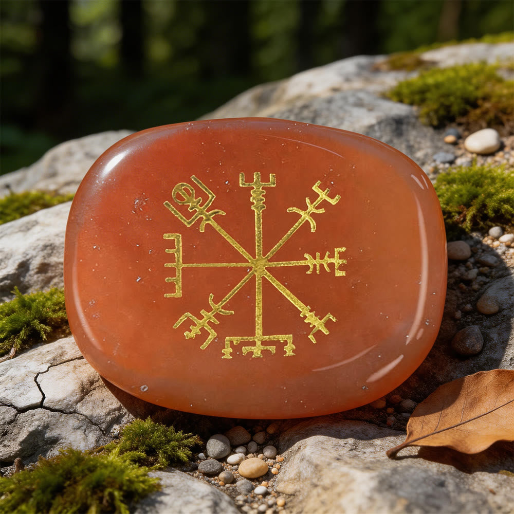 WorldNorse Vegvisir Kompass- Rune Kristall Dekor - Roter Aventurin - image 6