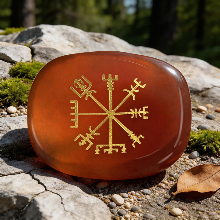 WorldNorse Vegvisir Kompass- Rune Kristall Dekor - Roter Achat - image 4
