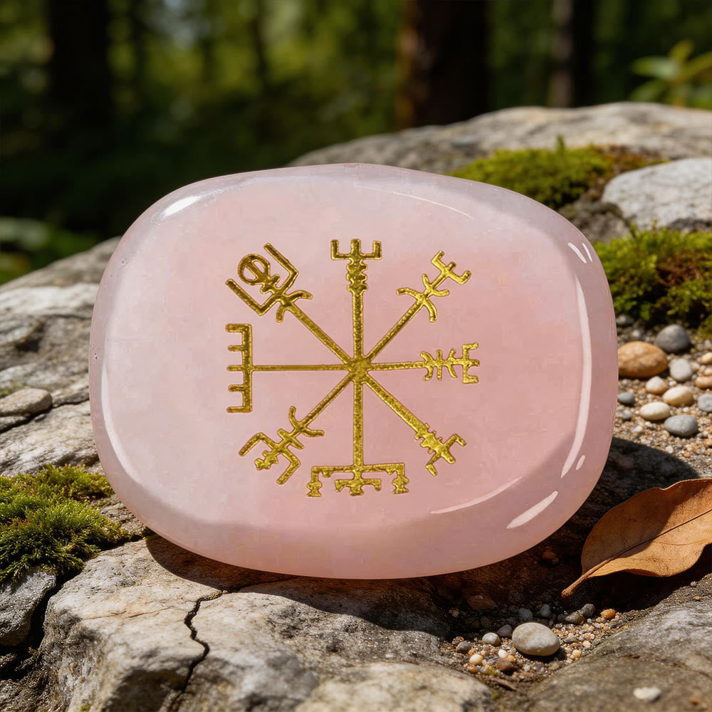 WorldNorse Vegvisir Kompass- Rune Kristall Dekor - Rosenquarz - image 2