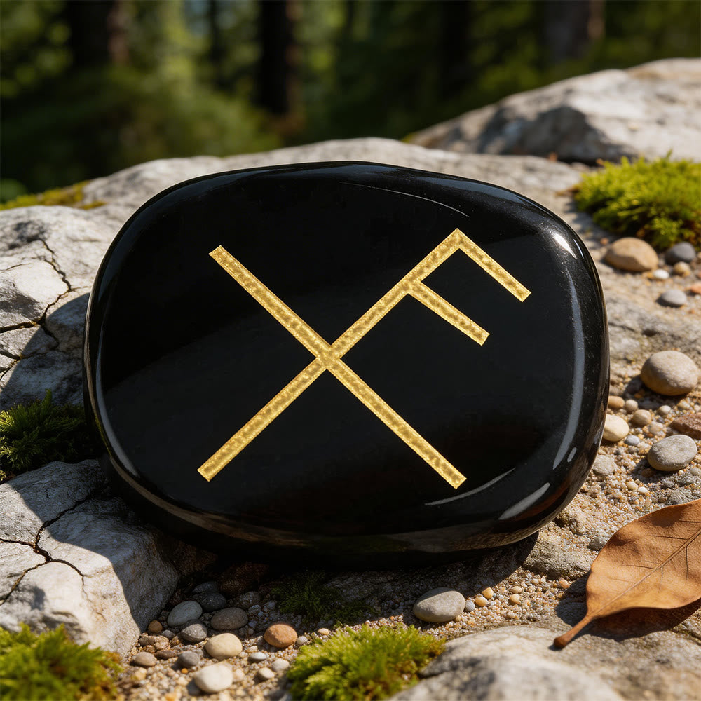 WorldNorse Gibo Auja Positive Fortune Rune Crystal Decor - Schwarzer Obsidian - image 7