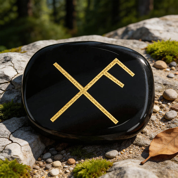 WorldNorse Gibo Auja Positive Fortune Rune Crystal Decor - Schwarzer Obsidian - image 7