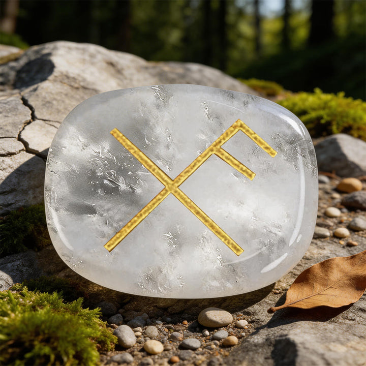 WorldNorse Gibo Auja Positive Fortune Rune Crystal Decor - Klarer Quarz - image 5