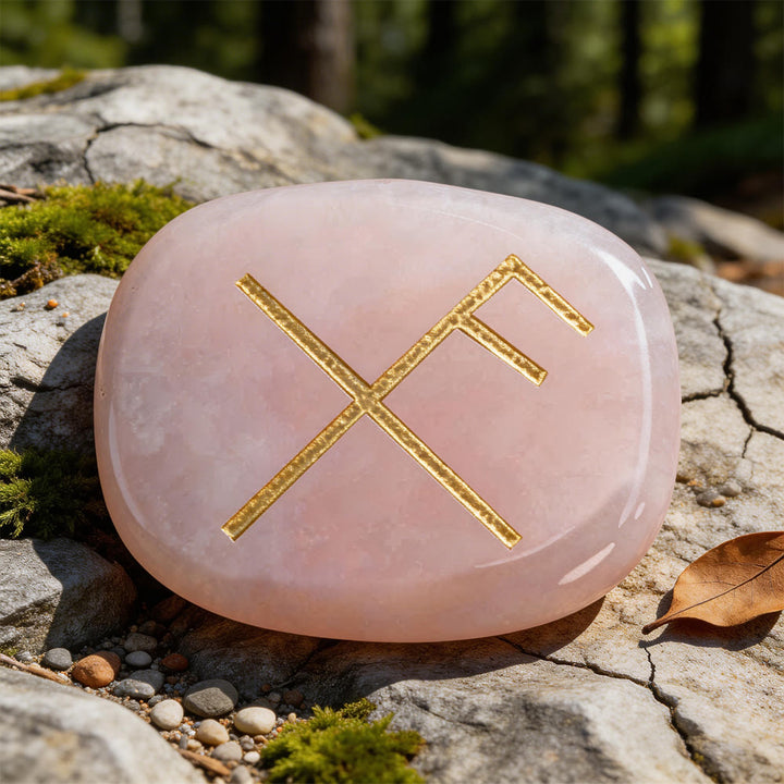 WorldNorse Gibo Auja Positive Fortune Rune Crystal Decor - Rosenquarz - image 2