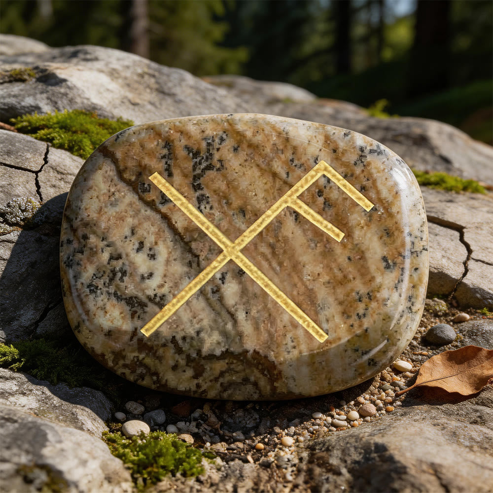 WorldNorse Gibo Auja Positive Fortune Rune Crystal Decor - Bildjaspis - image 13