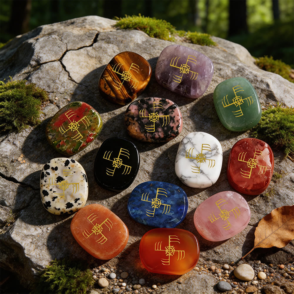 WorldNorse Ginfaxi Krieger Rune Kristall-Dekor - Komplettes Set (16 Teile) - image 0